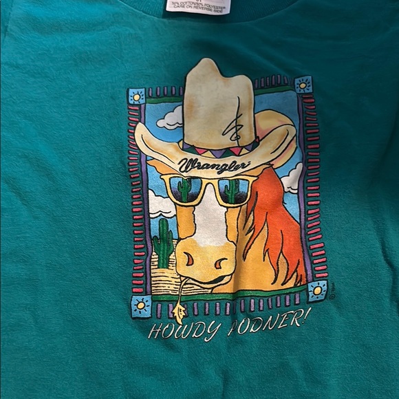 Wrangler Green Short Sleeve Tee Casual Cotton - Picture 2 of 3